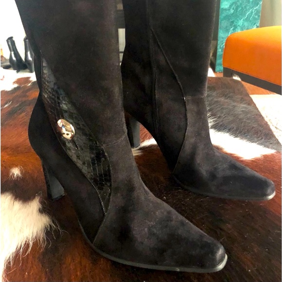 Bellini Vinnie Black Leather and Suede Boots  Sz 10 - Picture 6 of 16